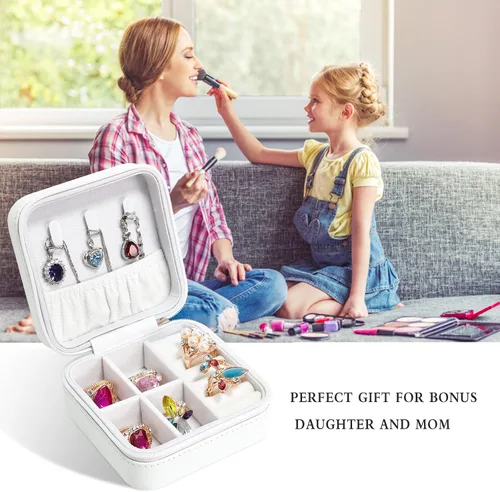Vista 3 de batifine Joyero de viaje, pequeño organizador de joyas de viaje, caja de joyería portátil, mini organizador de almacenamiento portátil para anillos