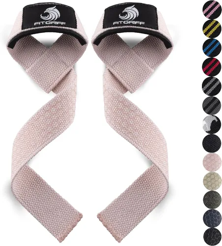 Vista 12 de Fitgriff® Correas de muñeca para levantamiento de pesas, gimnasio, peso muerto, entrenamiento (hechas de algodón premium y acolchadas) - Hombres