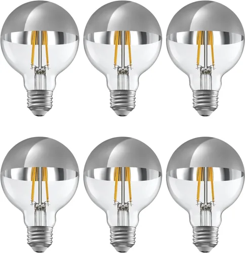 Vista 8 de TORCHSTAR Bombilla regulable de media cromada, 7 W (75 W equivalente), bombillas LED antirreflejos, certificación UL, bombilla sumergida negra E26