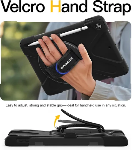 Vista 9 de BRAECN Funda para iPad 6ª/5ª Generación, Funda iPad 9.7 2018/2017 - Resistente a Prueba de Golpes con Soporte para Lápices, Correa de Hombro