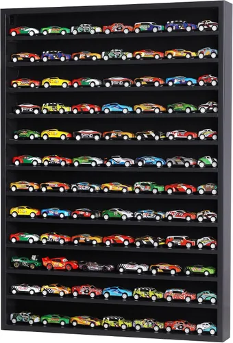 Vista 3 de DisplayGifts Caja de exhibición de Hot Wheels con frente abierto para coches de juguete a escala 1:64 Matchbox, vitrina de almacenamiento de coches