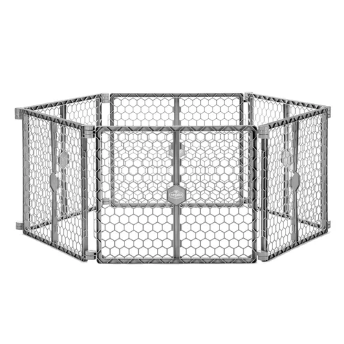 Vista 13 de Regalo - Puerta ajustable de plástico de 192 pulgadas para bebés y patio de juegos con puerta, marca galardonada, 2 en 1, kit de bonificación