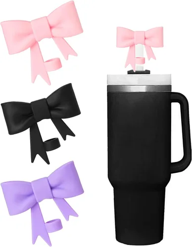 Vista 32 de Juego de 4 fundas de popote con diseño de estrella compatibles con vasos Stanley de 30 y 40 onzas, reutilizables, bonitas puntas de popote