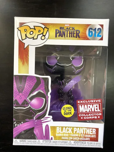 Vista 2 de Funko POP Marvel Collector Corps Exclusive Black Panther 612 Purple Glow