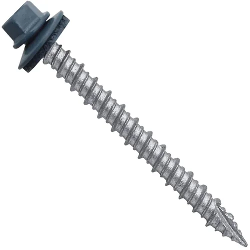 Vista 167 de Tornillos para techos de metal gris ABC 10 x 1 - Cabezal hexagonal - Arandela EPDM - Arandela de arranque automático/roscado - 1 bolsa - 250
