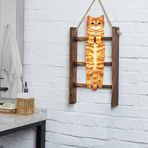 Vista 3 de PAT JUUMG - Toallas divertidas de mano con forma de gato para decoración de baño o cocina; toallas decorativas colgantes para la cara, súper