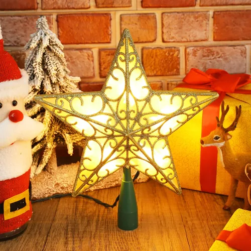 Vista 7 de ODEETRONIC Luces de Estrella para la Punta del Árbol de Navidad, 9.5 pulgadas con Certificación UL Estrella 3D para la Punta del Árbol, de Doble