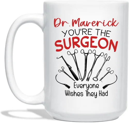 Vista 9 de Taza de café con nombre personalizada para hombres, mujeres, cirujano médico, taza de café blanca personalizada para cirujano ortopédico, taza