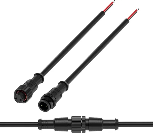 Vista 17 de BTF-LIGHTING Conector eléctrico de tuerca metálica de 2 pines, 18 AWG IP68, conector hembra macho de 7.87 pulgadas/7.9 in, cable de extensión