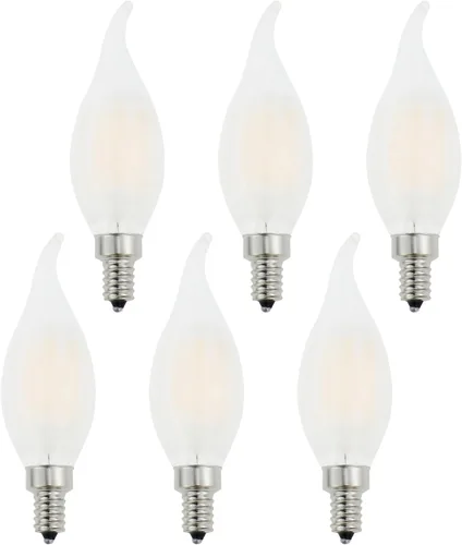 Vista 7 de Bombilla de candelabro E12 esmerilada de 60 vatios regulable, con forma de punta doblada de llama, bombillas LED de araña de luz blanca suave 3000k