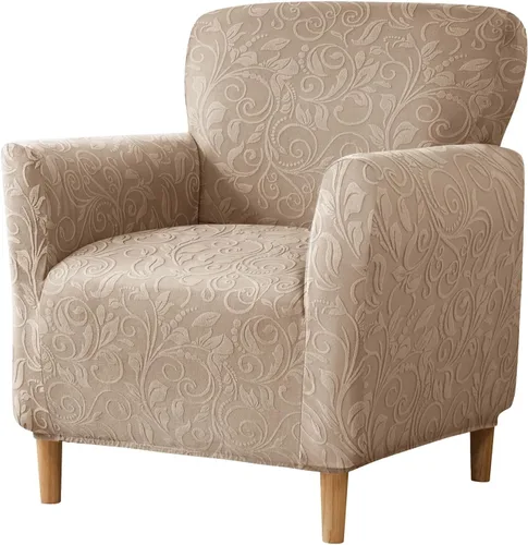 Vista 17 de LiveGo Fundas elásticas para sillón de banquete, funda de jacquard suave con brazos, fundas para sillón, protector de muebles, lavable a máquina
