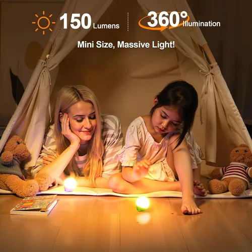 Vista 4 de LETMY Luces de campamento recargables, paquete de 4 luces portátiles para tienda de campaña con 4 modos de iluminación, mini linterna de campamento