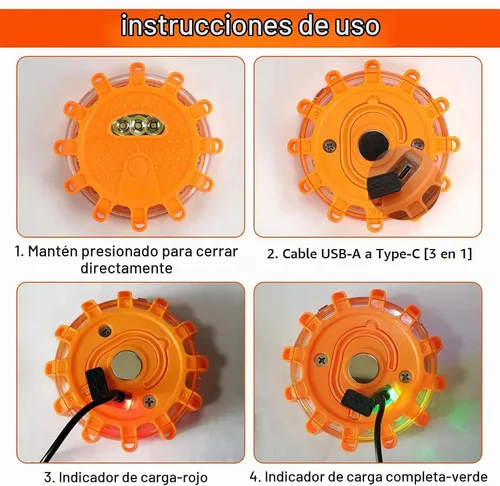 Vista 2 de HEIGPAN GP904B - Kit de luces LED recargables para carretera, luces de emergencia, advertencia de tráfico de coche, faro, disco intermitente, 9