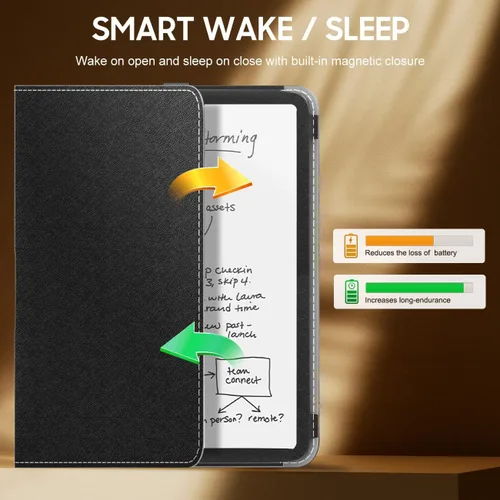 Vista 5 de MoKo Funda protectora para Amazon Kindle Scribe 2024/2022 de 1ª generación, funda delgada de piel sintética con función de encendido y apagado Negro