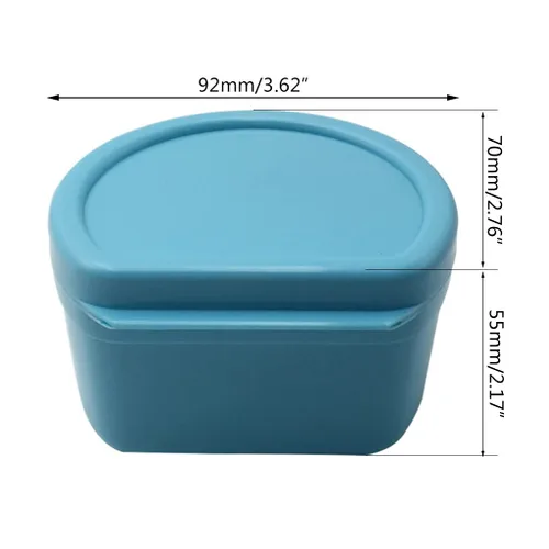 Vista 2 de Caja de baño para prótesis para cuidado de prótesis para dentaduras, protector bucal transparente y retenedores de viaje