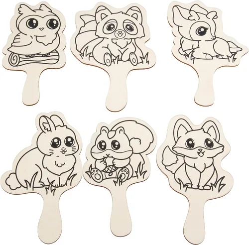 Vista 6 de Idiy Paint Your Own Forest Animals - Kit de espejo de 12 unidades con pintura y pincel No prep needed • 6 forest animal mirrors • Individually