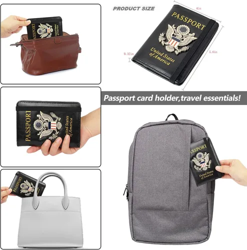 Vista 9 de Funda para pasaporte, cartera de viaje con bloqueo RFID, carteras para pasaporte, organización de pasaporte familiar, funda personalizada