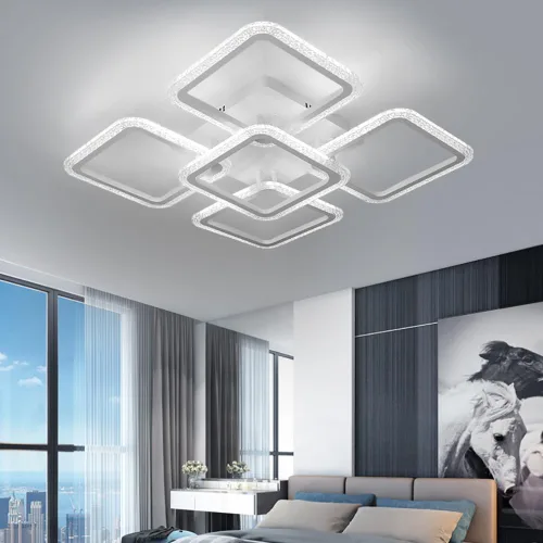 Vista 19 de Lámpara LED de techo regulable, 5 luces de techo de 23 pulgadas, montaje empotrado, lámpara de 80 W para sala de estar, dormitorio, cocina