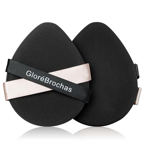 Vista 13 de Juego de esponjas para maquillaje, GloréBrochas 2 piezas, esponjas de base de baja absorción micro porosas, almohadillas de PU con cojín sin látex