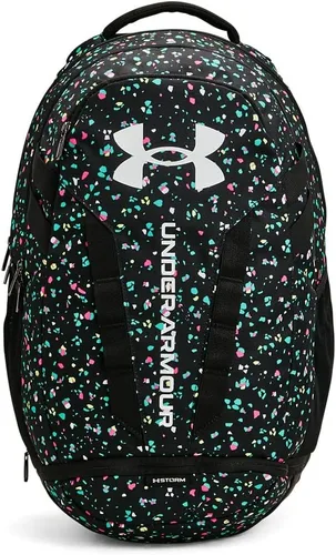 Vista 35 de Under Armour Mochila Hustle 5.0 unisex (004) negro / negro jaspeado medio / brillo dorado metálico