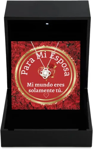 Vista 9 de Cadena para esposa con mensaje personalizado, regalo de aniversario de boda o Navidad