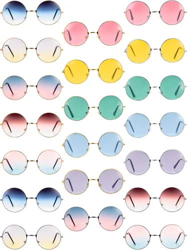Vista 6 de Blulu 20 pares de gafas de sol redondas hippies estilo John 60s Circle gafas de colores Multi color L