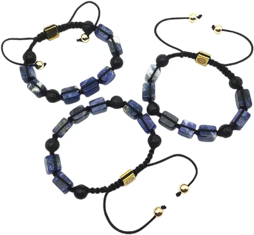 Vista 3 de EDEN'S CALL Pulsera de piedra de cristal natural para mujeres y hombres, ajustable, macramé, cuentas redondas de roca de lava, difusor de aceite