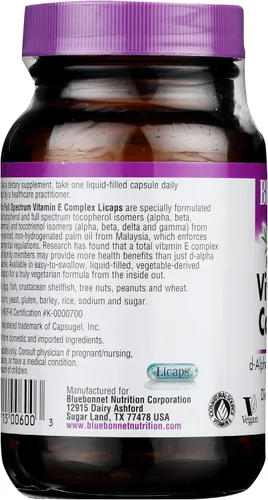 Vista 6 de BlueBonnet Full Spectrum Natural Vitamina E Complex Cápsulas líquidas, 30 unidades (743715006003)