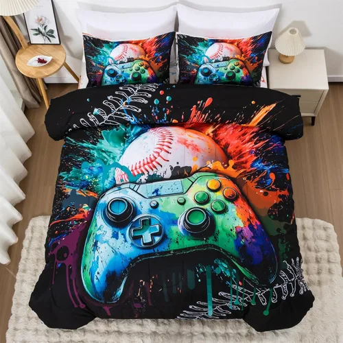 Vista 22 de Aimuan Gamer Gaming Juegos de Ropa de Cama Juegos de Edredón 3D Gamepad para Niños Consola de Juegos Botones de Acción Novedoso Controlador de Juego