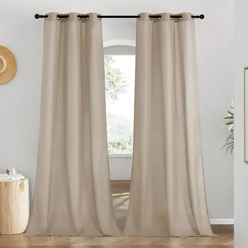 Vista 113 de NICETOWN - Cortinas de lino angora para ventana de cocina sobre el fregadero, con ojales, lino grueso angora, tratamientos cortos para ventanas