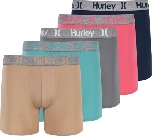 Vista 31 de Hurley calzoncillos tipo bóxer elásticos para hombre, paquete de 5 Combo de helecho de carbón