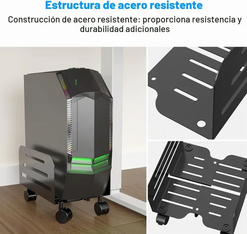 Vista 6 de suptek Soporte de torre para computadora, soporte móvil para CPU, soporte móvil de 5.5 a 9.8 pulgadas de ancho, ajustable, con ruedas giratorias