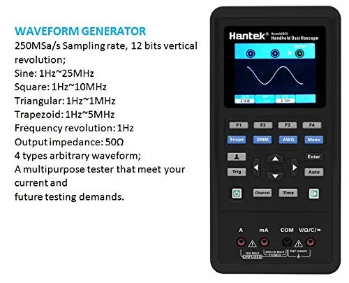 Vista 5 de Hantek Osciloscopio digital Software portátil automotriz 2D72 2D42 2C42 2C72 multímetro mini osciloscopio generador de señal 3 en 1 USB (Hantek2D42)
