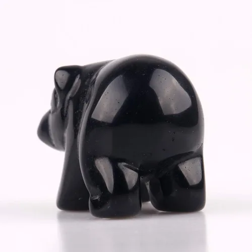 Vista 2 de Cuentas naturales semitalladas en piedra, estatua de obsidiana negra, curación de chakras, manualidades de reiki (obsidiana negra)