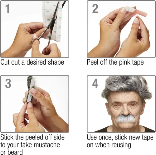 Vista 3 de Mustaches Autoadhesivo On Bail Fake Beard & Mustaches - Yeso médico autoadhesivo de doble cara 3M para barbas falsas, accesorio de disfraz