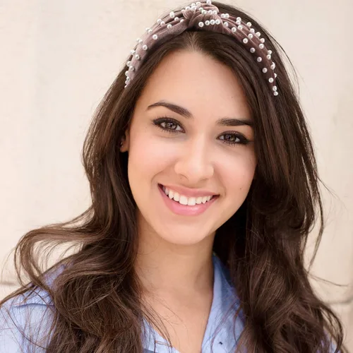 Vista 3 de WILLBOND Diadema anudada con perlas de terciopelo para mujer, accesorios para el cabello (beige, malva pálido, negro)