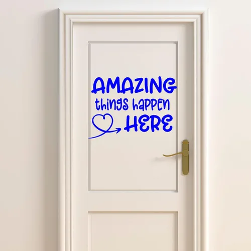 Vista 3 de Amazing Things Happen Here - Calcomanía de vinilo para pared de puerta de aula