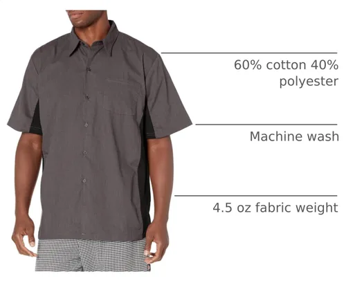Vista 4 de Utility Work Camisa con Snap Botón Frontal y rejilla paneles laterales Carbón