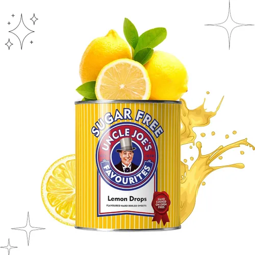 Vista 6 de Uncle Joe's Gotas de limón sin azúcar Dulces duros con sabor Caramelo para regar la boca Dulce británico antiguo Ideal para boca seca