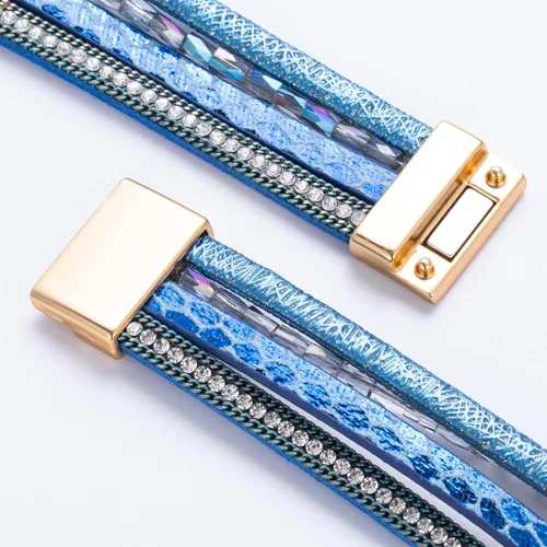 Vista 108 de FANCY SHINY - Pulsera de cuero estilo bohemio, pulsera de cuentas de cristal con cierre magnético, regalos de joyería para mujer