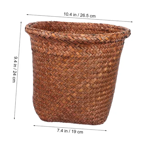 Vista 5 de Cubo de basura pequeño para basura, cesta de basura tejida para el hogar, oficina, baño, cocina, debajo del escritorio, 26/28/33CM