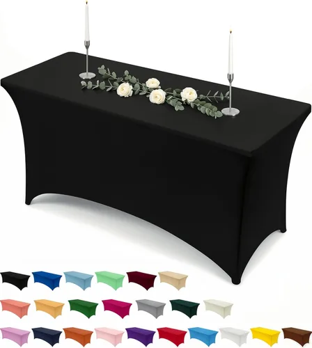 Vista 29 de Utopia Kitchen Mantel rectangular de spándex de 4 pies [1 unidad, negro] 200 GSM elástico, ajustado, lavable y resistente a las arrugas, cubierta