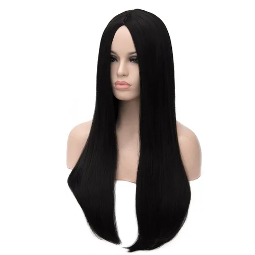 Vista 6 de Kalyss Peluca larga recta importada resistente al calor, de yaki sintético. Peluca de pelo para Cosplay.