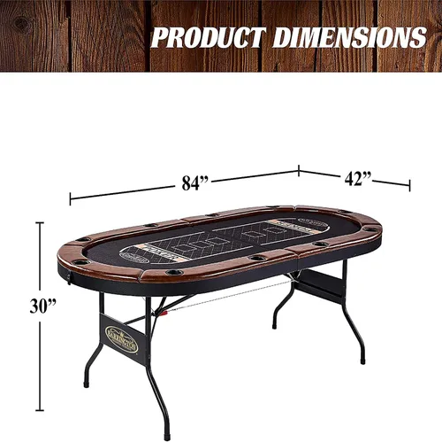 Vista 2 de Barrington Poker - Mesas de Póquer Plegables de Múltiples Estilos y Tableros de Mesa de Póquer/Colección de Mesa de Comedor, Mesas con Rieles