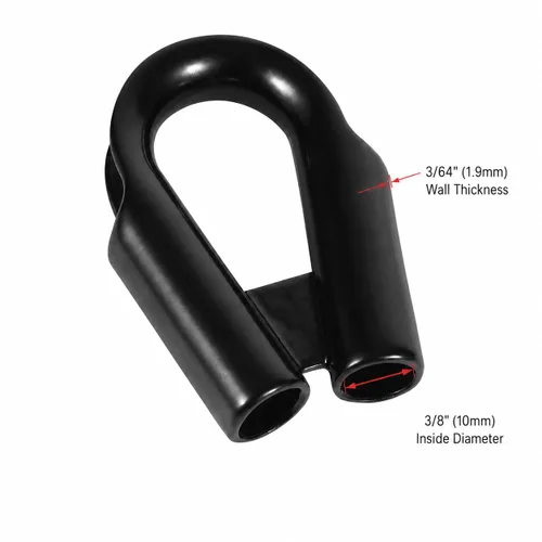 Vista 6 de Paquete de 2 dedales de cable de acero inoxidable con refuerzo (negro, 3/8 pulgadas)