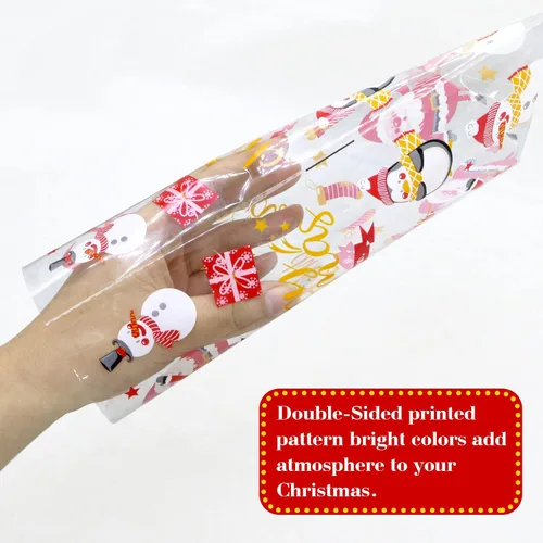 Vista 4 de ZMCINER 120 bolsas de dulces de celofán de Navidad, bolsas de regalo de Navidad con lazos giratorios para suministros de fiesta de Navidad