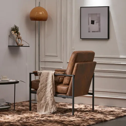 Vista 9 de Accent Chairs for Living Room Modern Lounge Chair Single Iron Frame Chair Bronzing Cloth Indoor Leisure Chair Armchair Vanity Chair Reading Chair