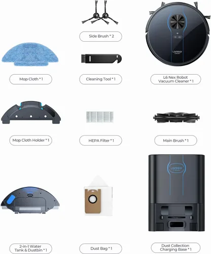 Vista 8 de Robot aspirador y trapeador, 5000 Pa - Robot aspirador autovaciante, aspiradora robótica de navegación Lidar con mapeo inteligente, 180 minutos