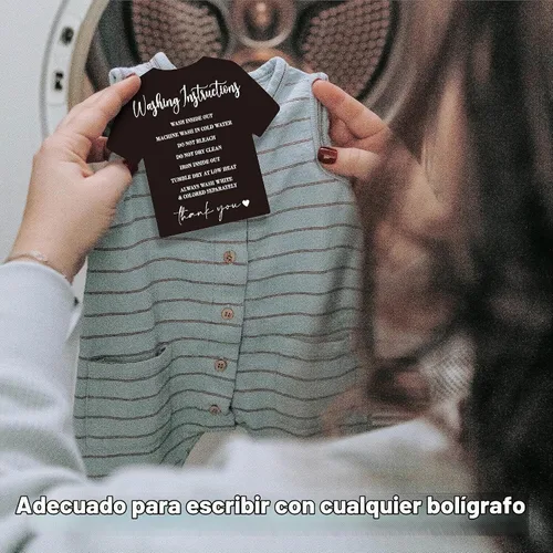 Vista 5 de 200 tarjetas de instrucciones de lavado, instrucciones de cuidado de limpieza de ropa, camiseta, inserción de instrucciones de dirección al cliente