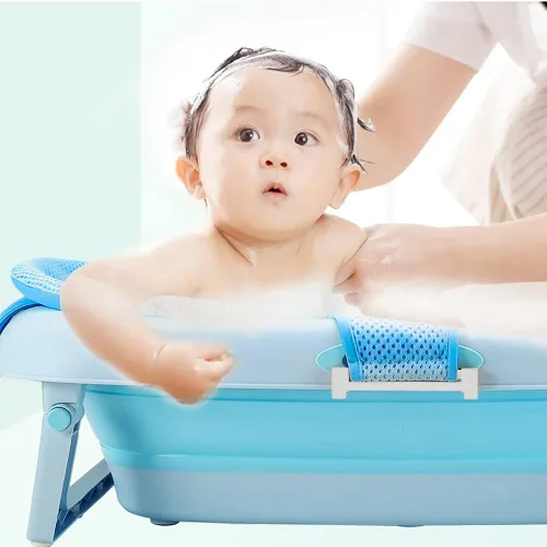 Vista 5 de Red de soporte para asiento de baño, cojín flotante para recién nacido, para bañera infantil, malla de ducha, soporte de tubo de baño ajustable, 5